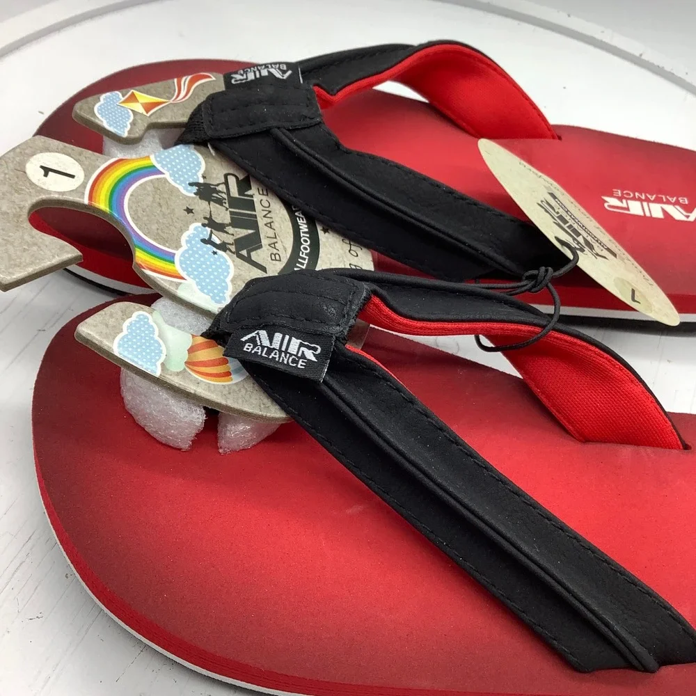 Air Balance Kids Flip Flop Sandals Red Black ABS4082Y Size 1‎ NEW